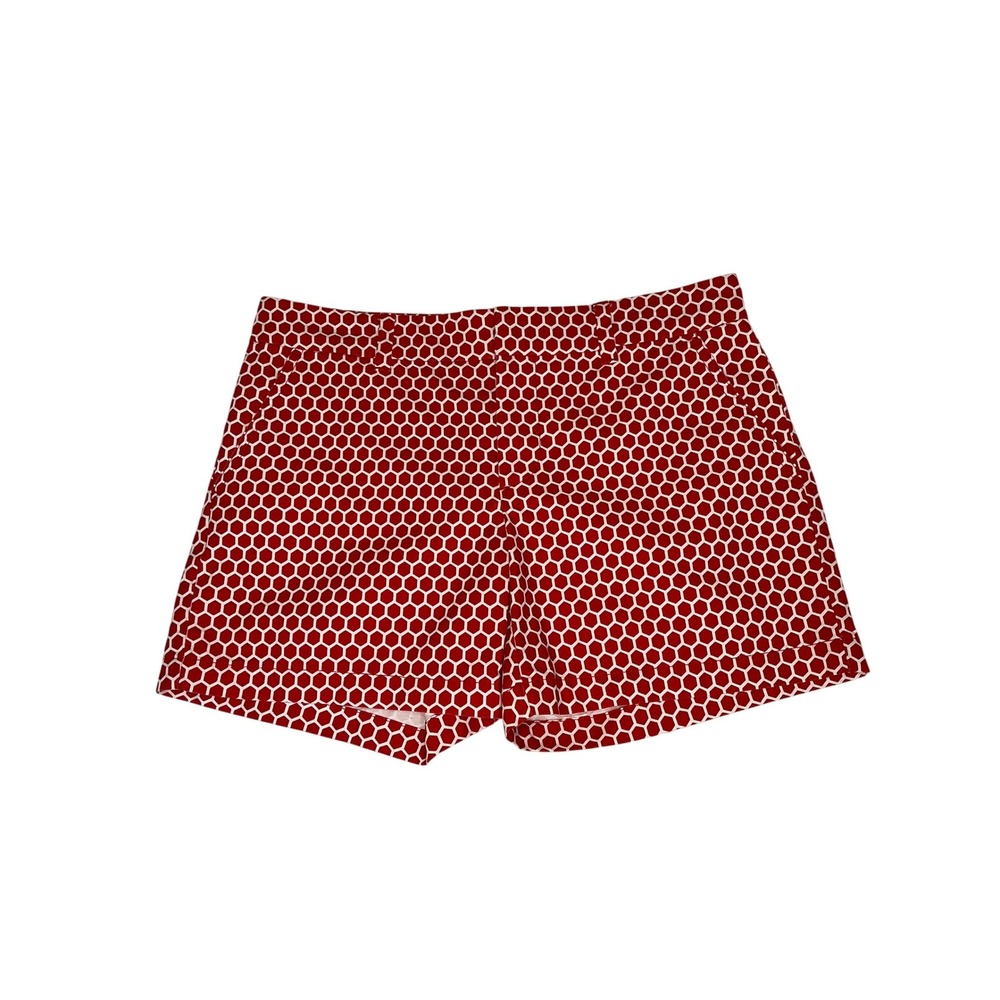 Tommy Hilfiger Womens Red White Honeycomb Geometric Chino Shorts Size 6 - Picture 2 of 10